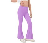 Flared Leggings for Girls High Waist Stretchy Casual Dance Yoga Skinny Flare Trousers Teens Solid Color Lightweight School Sports Cycling Bell Bottom Tights