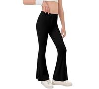 Flared Leggings for Girls High Waist Stretchy Casual Dance Yoga Skinny Flare Trousers Teens Solid Color Lightweight School Sports Cycling Bell Bottom Tights