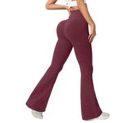 Flared Leggings for Women High Waisted Tummy Control Gym Leggings Scrunch Butt Lifting Sports Yoga Pants Womens Seamless Ribbed Knit Joggers Running Casual Lounge Pants