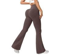 Flared Leggings for Women High Waisted Tummy Control Gym Leggings Scrunch Butt Lifting Sports Yoga Pants Womens Seamless Ribbed Knit Joggers Running Casual Lounge Pants