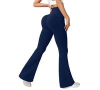 Flared Leggings for Women High Waisted Tummy Control Gym Leggings Scrunch Butt Lifting Sports Yoga Pants Womens Seamless Ribbed Knit Joggers Running Casual Lounge Pants