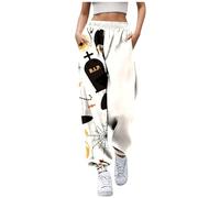 Flared Leggings Women Wide Leg Trousers for Women Uk, Costume Gothic Wide Leg Plus Size Harem Pants Steampunk Halloween High Waisted Trouser Loose-Fitting with Prints Pockets Leggings for Jogging