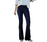 Flared Pants Bell Bottom Trousers Palazzo Long Pants Women Flared Corduroy Trousers Vintage Solid Color Flare Pant Bootcut Cord Pant Stretch High Waist Wide Legs Trouser Casual Long Bell (Navy, L)