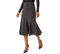 Flared Textured Midi Stretch Skirt Roman Charcoal 20