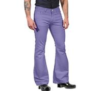 Flared Trousers Bells Bottom Pants, Mens, White, 1960's Groovy Fancy Dress Wide Leg Disco Flared Jeans Pants, 1960s Dress Up Costumes Hip Hop Western Cowboy Jeans Cotton Leggings