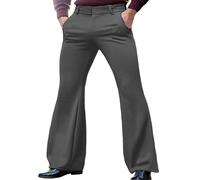 Flared Trousers Men 70S Disco Bell Bottom Pants Retro Dress Up Flare Solid Color Chino Pants Vintage Slim Fit Stretch Dance Trouser Groovy Fancy Sweatpants Wide Leg Everyday Casual Wear Dark Gray