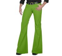 Flared Trousers Men's 70s Trousers Men's Vintage Wide Leg Carnival Disco Trousers Men's Flare 70s Carnival Disco Outfits Flared Trousers Men's Flared Trousers Leg Vintage Punk Straight Leg, Green, L