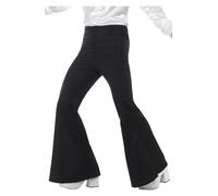 Smiffys Men's 1960s Groovy Black Flared Trousers, Retro Hippie Costume, Vintage Fancy Dress for Adults, 60s Themed Party Outfit, Halloween & Carnival Dress Up
