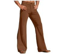 Flared Trousers Men's Vintage Flared Trouser Wide Leg Large Sizes 70s Style Casual Trousers for Men Disco Fancy Dress Flare Pants Brown
