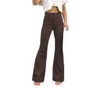 Flared Trousers Women's Jeans High Waist Jeans Women's Bootcut Faux Denim Flare Trousers Vintage Streetwear Plain Casual Trousers Fabric Trousers Elegant Yoga Trousers Slim Fit Palazzo Trousers Wide
