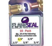 FlareSeal 10 Pack 1/4" Model FS04-10PK Leak Free SAE Flare Connections - Refrigerant - Refrigeration, HVAC, Ductless or Mini Split. Thread Lock Coated Copper Gasket Crush Seal (10, 1/4") …