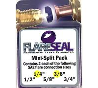 FlareSeal Model MSP-0406 Leak Free SAE Flare Connections - Refrigerant Leaks Refrigeration, HVAC, Ductless, Schrader Valve or Mini Split Applications (1/4", Mini Split Pack - (2) 1/4" and (2) 3/8")
