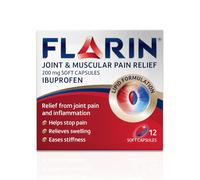 Flarin Joint & Muscular Pain Relief, 200 mg Soft Capsules, Muscle, Rheumatic, Joint and Back Pain Relief, Lipid Ibuprofen, Unique Lipid Formulation, Painkillers, 12 Soft Capsules