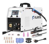 FLARING 215Amp MIG Welder 120V/240V 6 IN 1 Welding Machine Flux Core/Gas MIG/Stick/Lift TIG/Spot welding/Spool Gun Multi-Process 2lbs/11lbs Wire Competible LED Digital Display Portable Welder