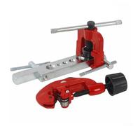 Flaring Tool Kit with 6 Dies for Brass Copper Tubing 3/16" to 5/8" and 6-15mm Metric Inch Sizes, Includes Reamer Hole Gauge and Tube Cutter for HVAC Automotive Brake Line Repair(Inch Set)