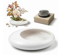 FlaringExtra1 Ikebana Kit, Japanese Oval Vase, 2.4in Floral Frog