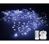Flarion Firecracker String Fairy Light with Remote Control, 29.5FT 300LED Silver Cluster Light with Timer for Outdoor Indoor Bedroom Wedding Christmas Party Decoration (White, 9.84FT 100LEDs)