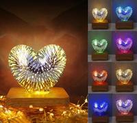 Flarion LED Heart Firework Night Light, USB Plug-in Romantic 3D Fireworks Table lamp Bedroom Kids Room Christmas Restaurant Party Atmosphere Decoration