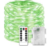 Flarion LED Rope String Lights Battery Operated Tube Fairy Light with Remote Control Timer 8Modes,Waterproof Rope Pipe Light Christmas Decor for Garden Wedding Party Tent (Green, 10m 100LED)