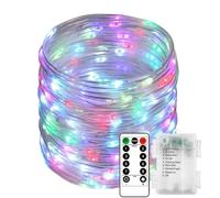 Flarion LED Rope String Lights Battery Operated Tube Fairy Light with Remote Control Timer 8Modes,Waterproof Rope Pipe Light Christmas Decor for Garden Wedding Party Tent (Multicolor, 10m 100LED)