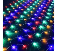 Flarion Net String Lights,Battery Operated 192LED Mesh Waterproof Curtain Lights 8Modes for Indoor Outdoor Christmas Garden Yard Wedding Holiday Wall Decor (Multicolor, 1.5m×1.5m)