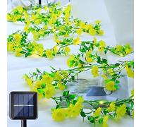 Flarion Solar Light Outdoor Garden Decor Daisy Ivy Vines Lights Artificial Flower String Lights Waterproof Fairy Lights Garland Solar Landscape Lighting for Wedding Party Table (Yellow, 5m 50LED)