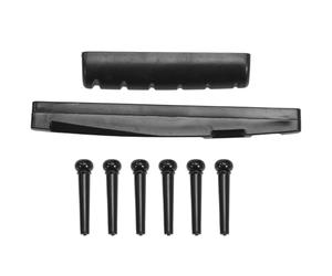 Flaroey 10 Set Guitar String Pegs Replacement Parts Acoustic Guitar Bridge Pins with Guitar Bridge Saddle Nut Kits Tools Black