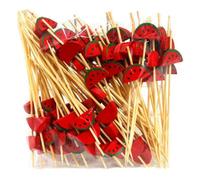 Flaroey 100Pcs Disposable Bamboo Picks Food Fruit Cocktail Toothpicks Handmade Toothpicks Picnic Supplies Decoration D