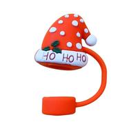 Flaroey 10PCS Silicone Straw Tips Lids Protectors for Stanley40 Oz Tumbler Cups Christmas Hat Silicone Straw Covers