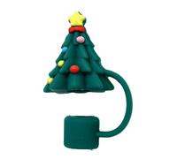 Flaroey 10PCS Silicone Straw Tips Lids Protectors for Stanley40 Oz Tumbler Cups Green Christmas Tree Silicone Straw Covers
