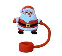Flaroey 10PCS Silicone Straw Tips Lids Protectors for Stanley40 Oz Tumbler Cups Santa Claus Silicone Straw Covers