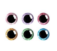 Flaroey 120 PCS 18mm 3D Glitter Plastic Safety Eyes Round Craft Crochet Doll Eyes with Washers Stuffed Animal Eyes Plastic for DIY
