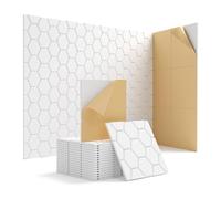 Flaroey 15 Pack Soundproof Wall Panels Acoustic Foam Panels 12X12X0.4Inch Self-Adhesive Sound Absorbing Panel White