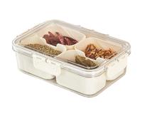 Flaroey 1PC Condiment Jars with Tray with Small Dividers Countertop Spice Organizer Kitchen Storage Container for Refrigerator,A