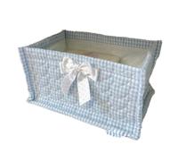 Flaroey 1PC Square Fabric Storage Basket Cute Fabric Storage BOX Fabric Home Decoration Blue Frame
