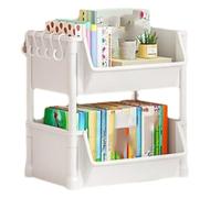 Flaroey 2-Layer Household Snacks Storage Bookshelf, Trolley Storage Rack, Storage Rack Kitchen Fruit and Vegetable Basket