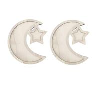 Flaroey 2 Sets Ramadan Wood Tray Moon Wooden Star Tableware Eid Mubarak Party Serving Tableware for Breakfast,A