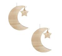 Flaroey 2 Sets Ramadan Wood Tray Moon Wooden Star Tableware Eid Mubarak Party Serving Tableware for Breakfast,B
