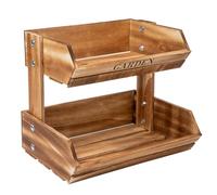 Flaroey 2-Tier Wooden Fruit Basket,Multipurpose Kitchen Storage for Vegetables, Bread, Style Food Container Brown