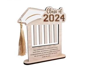 Flaroey 2024 Wooden Graduation Wallet Graduation Season Gift Wallet Wooden Wallet White