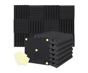Flaroey 24 Packs Acoustic Foam Panels Wedge 2 X 12 X 12 Inch, Soundproofing Foam Noise Cancelling Foam for Home Recoding