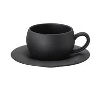 Flaroey 280ml Ceramic Coffee Mug,Stone Fired Cup with Saucer,Ideal for Breakfast Milk & Coffee,Egg-Shaped Design A