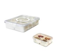 Flaroey 2PC Condiment Jars with Tray with Small Dividers Countertop Spice Organizer Kitchen Storage Container for Refrigerator,B