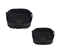 Flaroey 2PCS Air Fryer Silicone Baking Tray Reusable Square Air Fryer Pan Silicone Mold Microwave Pads Baking Mat Pot Tray, C