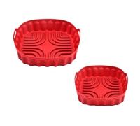 Flaroey 2PCS Air Fryer Silicone Baking Tray Reusable Square Air Fryer Pan Silicone Mold Microwave Pads Baking Mat Pot Tray, High Guality Easy to Use A