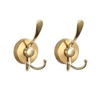 Flaroey 2pcs Stainless Steel Sucker Double Hook Punch-Free Powerful Sucker Hook Reusable Rust-Proof Clothes Hook Gold