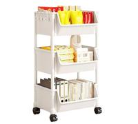 Flaroey 3-Layer Household Snacks Storage Bookshelf, Trolley Storage Rack, Storage Rack Kitchen Fruit and Vegetable Basket