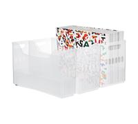 Flaroey 3 Pack Scrapbook Paper Storage Organizer with Wheels, Plastic Portable Scrapbook Storage Bin for Paper, Cardstocks