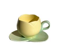Flaroey 300ml Flower Shaped Ceramic Coffee Tulip Cup Teacup Saucer Ceramic Drinking Cup Tulip Mug, Easy to Use High Guality B