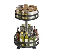 Flaroey 360-Degree Rotating Seasoning Rack Non-Slip Carbon Steel Storage Tray for Storage Tank Seasoning Kitchen Parts B